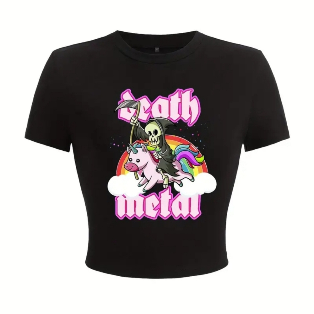 Kawaii Goth Womens Cropped Tshirt. Various sizes available
